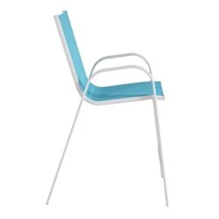 Stackable Aquarelle Blue Sling Patio Barstool With White Frame -Patio Furniture Shop stackable aquarelle blue sling patio barstool with white frame 3