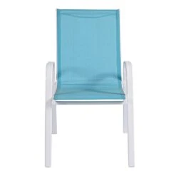 Stackable Aquarelle Blue Sling Patio Chair With White Frame -Patio Furniture Shop stackable aquarelle blue sling patio chair with white frame 4