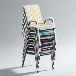 Stackable Black Sling Patio Chair -Patio Furniture Shop stackable black sling patio chair 3