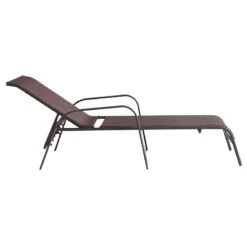 Stackable Brown Sling Outdoor Chaise Lounge Chair -Patio Furniture Shop stackable brown sling outdoor chaise lounge chair 2
