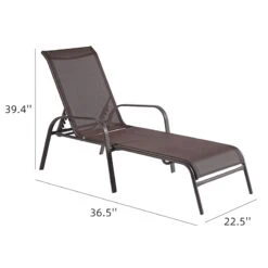 Stackable Brown Sling Outdoor Chaise Lounge Chair -Patio Furniture Shop stackable brown sling outdoor chaise lounge chair 6