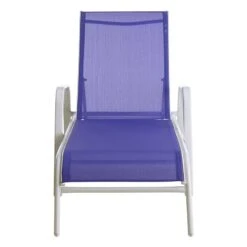 Stackable Cobalt Blue Sling Outdoor Chaise Lounge Chair With White Frame -Patio Furniture Shop stackable cobalt blue sling outdoor chaise lounge chair with white frame 2