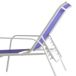 Stackable Cobalt Blue Sling Outdoor Chaise Lounge Chair With White Frame -Patio Furniture Shop stackable cobalt blue sling outdoor chaise lounge chair with white frame 3