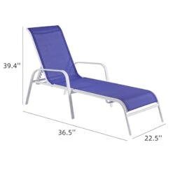 Stackable Cobalt Blue Sling Outdoor Chaise Lounge Chair With White Frame -Patio Furniture Shop stackable cobalt blue sling outdoor chaise lounge chair with white frame 5