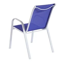 Stackable Cobalt Blue Sling Patio Chair With White Frame -Patio Furniture Shop stackable cobalt blue sling patio chair with white frame 3