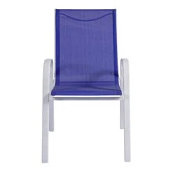 Stackable Cobalt Blue Sling Patio Chair With White Frame -Patio Furniture Shop stackable cobalt blue sling patio chair with white frame 4