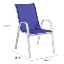 Stackable Cobalt Blue Sling Patio Chair With White Frame -Patio Furniture Shop stackable cobalt blue sling patio chair with white frame 5