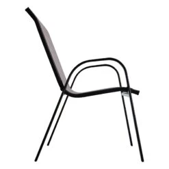 Stackable Grey Sling Patio Chair -Patio Furniture Shop stackable grey sling patio chair 2