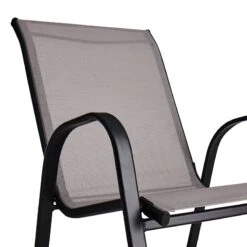 Stackable Grey Sling Patio Chair -Patio Furniture Shop stackable grey sling patio chair 3