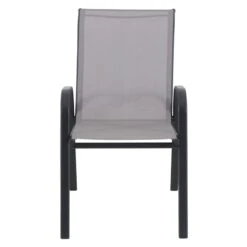 Stackable Grey Sling Patio Chair -Patio Furniture Shop stackable grey sling patio chair 4