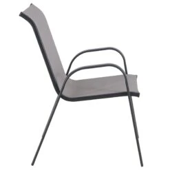 Stackable Grey Sling Patio Chair -Patio Furniture Shop stackable grey sling patio chair 6