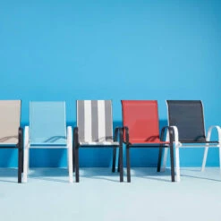 Stackable Red Sling Patio Chair -Patio Furniture Shop stackable red sling patio chair 2