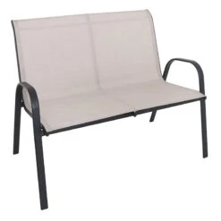Stackable Tan Sling Patio Settee