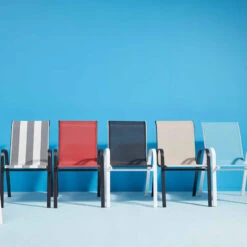 Stackable Taupe Sling Patio Chair -Patio Furniture Shop stackable taupe sling patio chair 2