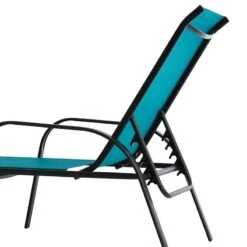 Stackable Teal Sling Outdoor Chaise Lounge Chair -Patio Furniture Shop stackable teal sling outdoor chaise lounge chair 3