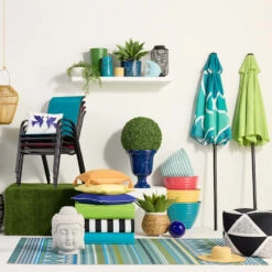 Stackable Teal Sling Patio Chair -Patio Furniture Shop stackable teal sling patio chair 5