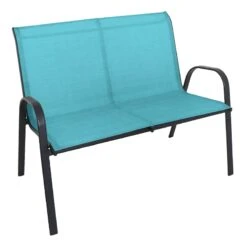 Stackable Teal Sling Patio Settee