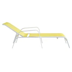 Stackable Yellow Sling Outdoor Chaise Lounge Chair With White Frame -Patio Furniture Shop stackable yellow sling outdoor chaise lounge chair with white frame 2