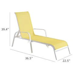 Stackable Yellow Sling Outdoor Chaise Lounge Chair With White Frame -Patio Furniture Shop stackable yellow sling outdoor chaise lounge chair with white frame 5