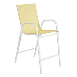 Stackable Yellow Sling Patio Barstool With White Frame -Patio Furniture Shop stackable yellow sling patio barstool with white frame 2
