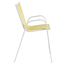 Stackable Yellow Sling Patio Barstool With White Frame -Patio Furniture Shop stackable yellow sling patio barstool with white frame 3