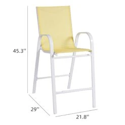 Stackable Yellow Sling Patio Barstool With White Frame -Patio Furniture Shop stackable yellow sling patio barstool with white frame 5