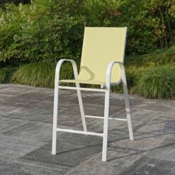 Stackable Yellow Sling Patio Barstool With White Frame -Patio Furniture Shop stackable yellow sling patio barstool with white frame 6