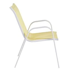Stackable Yellow Sling Patio Chair With White Frame -Patio Furniture Shop stackable yellow sling patio chair with white frame 2