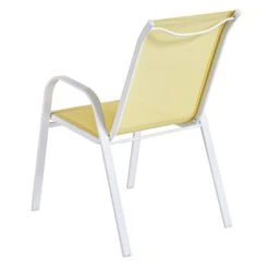 Stackable Yellow Sling Patio Chair With White Frame -Patio Furniture Shop stackable yellow sling patio chair with white frame 3