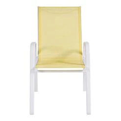 Stackable Yellow Sling Patio Chair With White Frame -Patio Furniture Shop stackable yellow sling patio chair with white frame 4