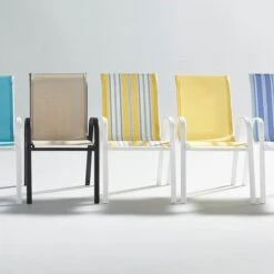 Stackable Yellow Sling Patio Chair With White Frame -Patio Furniture Shop stackable yellow sling patio chair with white frame 6