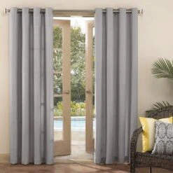 Sun Zero Darian Grey Outdoor Light Filtering Curtain Panel, 84" -Patio Furniture Shop sun zero darian grey outdoor light filtering curtain panel 84 3