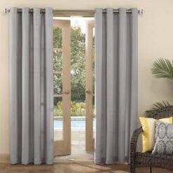 Sun Zero Darian Grey Outdoor Light Filtering Curtain Panel, 95" -Patio Furniture Shop sun zero darian grey outdoor light filtering curtain panel 95 3