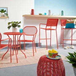 Sunny Club Coral Textilene Stackable Outdoor Barstool -Patio Furniture Shop sunny club coral textilene stackable outdoor barstool 5