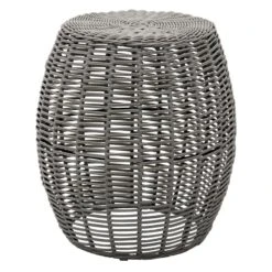 Sunny Club Grey Wicker Outdoor Ottoman, 16"