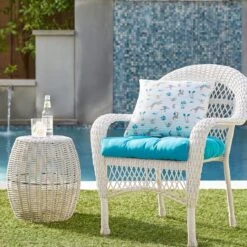Sunny Club Grey Wicker Outdoor Ottoman, 16" -Patio Furniture Shop sunny club grey wicker outdoor ottoman 16 3