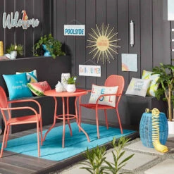 Sunny Club Outdoor Blue Wicker Ottoman, 16" -Patio Furniture Shop sunny club outdoor blue wicker ottoman 16 2