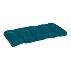 Teal Canvas Outdoor Wicker Settee Cushion