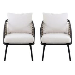 Tracey Boyd 2-Piece Steel & Wicker Outdoor Chair Set -Patio Furniture Shop tracey boyd 2 piece steel wicker outdoor chair set 2
