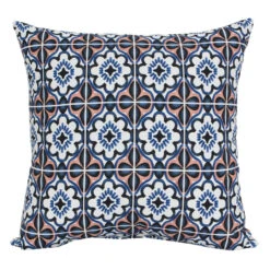 Tracey Boyd 2-Sided Talavera Coral Outdoor Throw Pillow, 16"