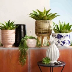 Tracey Boyd Brown Polyrattan Plant Stand, 12.6" -Patio Furniture Shop tracey boyd brown polyrattan plant stand 12.6 2