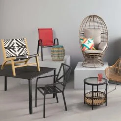 Tracey Boyd Maya Black & White Armless Outdoor Chair -Patio Furniture Shop tracey boyd maya black white armless outdoor chair 2