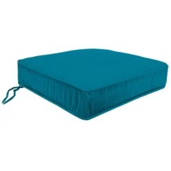 Turquoise Canvas Gusseted Outdoor Deep Seat Cushion