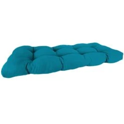 Turquoise Canvas Outdoor Wicker Settee Cushion
