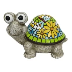 Turtle Garden Statue With Glow In The Dark Eyes, 11"