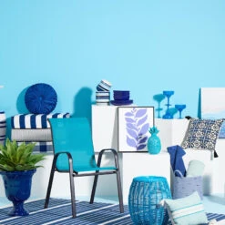 Ty Pennington Blue Striped Lumbar Outdoor Throw Pillow, 20x13 -Patio Furniture Shop ty pennington blue striped lumbar outdoor throw pillow 20x13 3