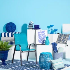 Ty Pennington Blue Striped Lumbar Outdoor Throw Pillow, 20x13 -Patio Furniture Shop ty pennington blue striped lumbar outdoor throw pillow 20x13 4