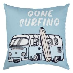Ty Pennington Gone Surfing Canal Blue Outdoor Throw Pillow, 16"