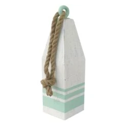 Ty Pennington Outdoor Green Wooden Buoy Decor With Jute Rope