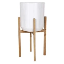 Ty Pennington White Metal & Wooden Plant Stand, Large